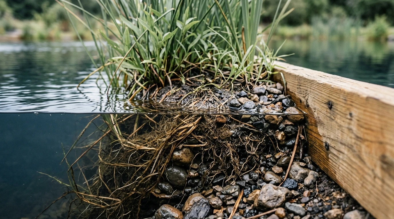 Substrat minéral et plantes de la zone de régénération