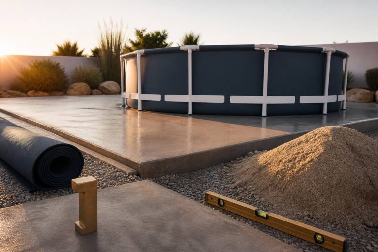 Quelle base choisir pour une piscine hors sol : dalle en béton, lit de sable ou feutre géotextile ?