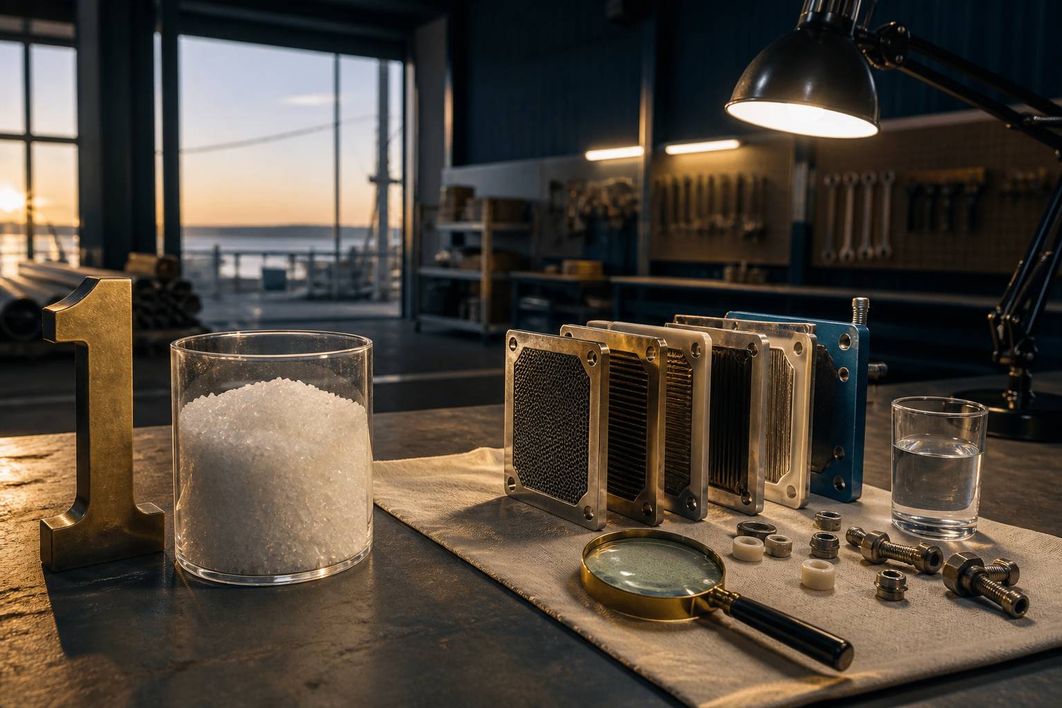 Cristaux de sel de piscine et cellule d'électrolyseur