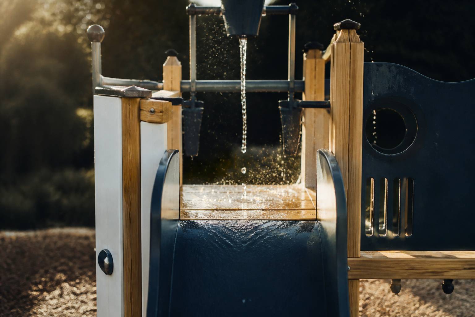Structure de toboggan aquatique avec éclaboussures légères