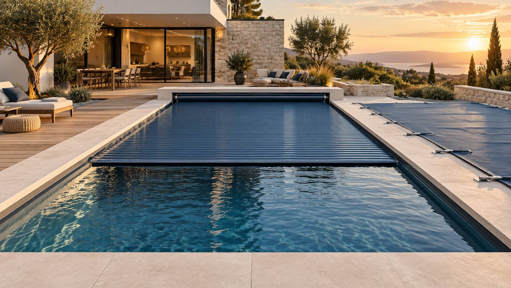 Illustration éditoriale du sujet : La dernière tendance en matière de couverture de sécurité pour piscine