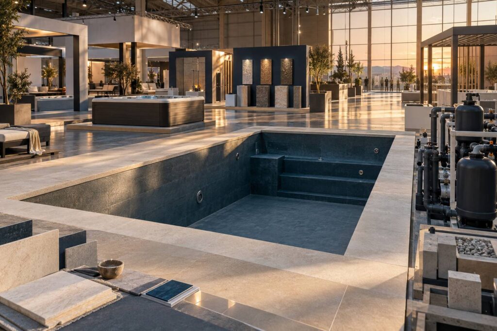 Illustration éditoriale du sujet : Rendez-vous incontournables : Découvrez les salons professionnels de la piscine et du spa en 2025