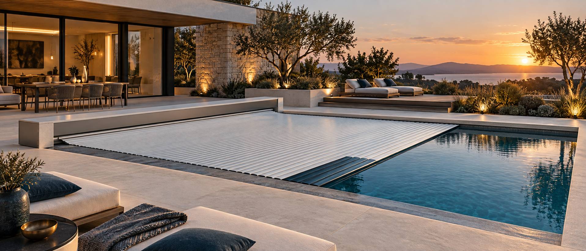 Illustration éditoriale du sujet : Solutions Innovantes pour Couvertures Automatiques de Piscines par Aqualife